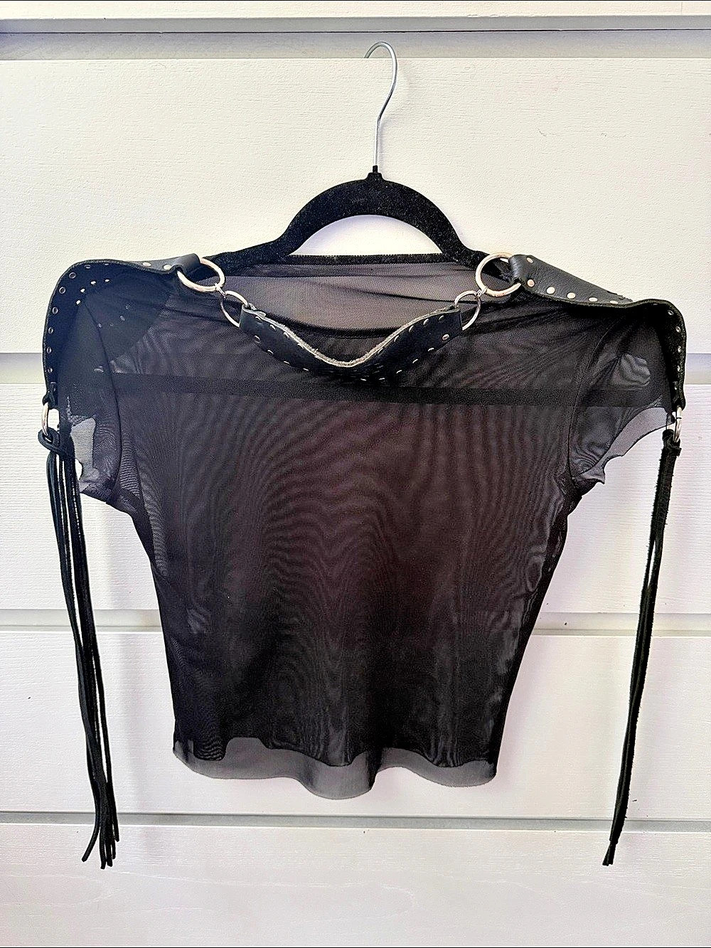 Black Mesh Short Sleeve Custom Monika Onoszko Top